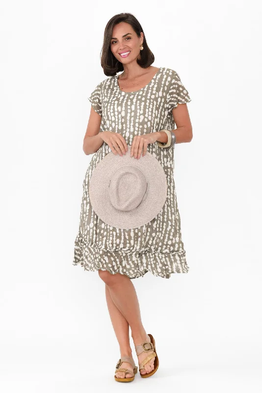 Lauren Grey Speckle Crinkle Cotton Dress