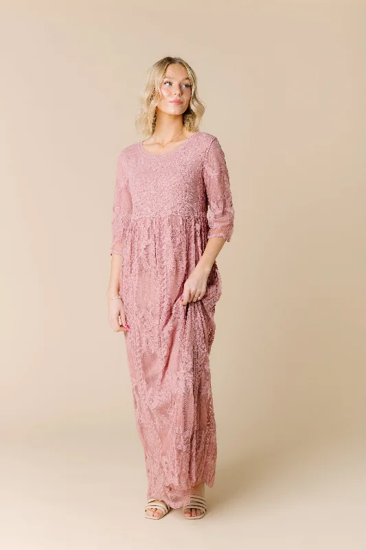 Cameo Lace Dress - Dark Mauve