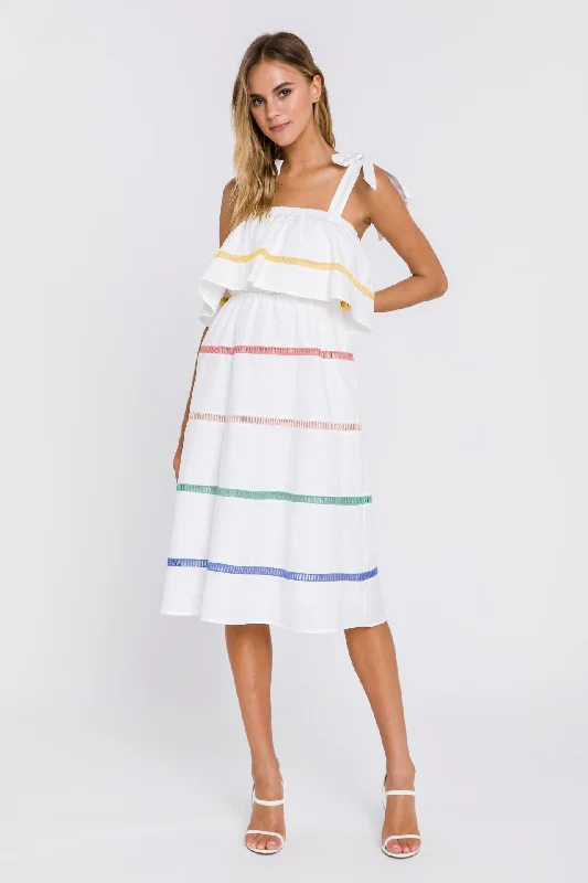 Color Block Trim Midi Dress