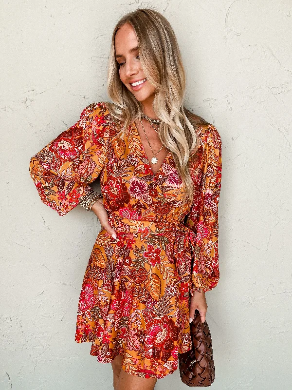 Flowers In Bloom Wrap Mini Dress