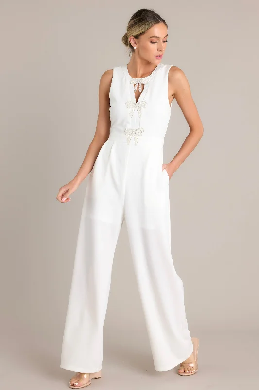 Luminous Bliss White Sleeveless Jumpsuit