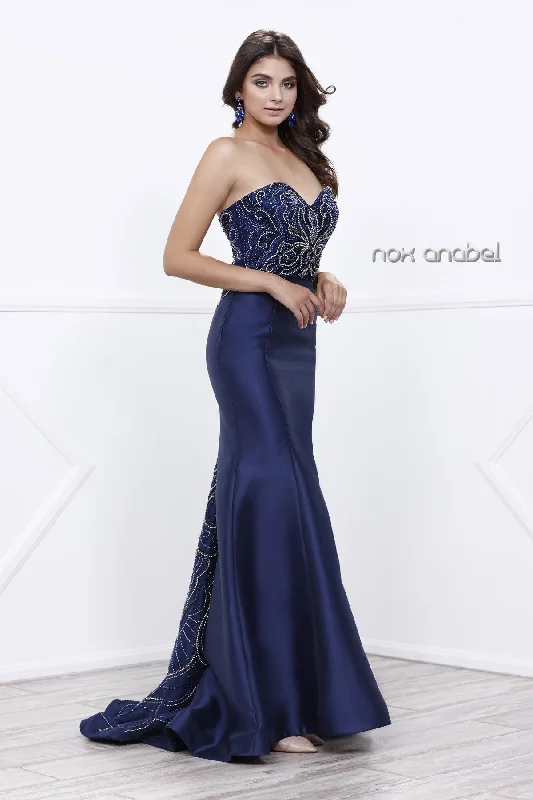 ELEGANT STRAPLESS BEADED SWEETHEART LONG EVENING DRESS 8257 BY NARIANNA